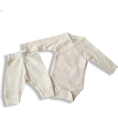 Kiabi Kojenecká souprava béžové kalhoty a zavinovací body – Zboží Dáma