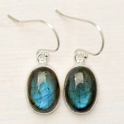 Nefertitis Labradorit duhový náušnice stříbro Ag 925 E499 NF56524 1,4 cm, 5,1 g