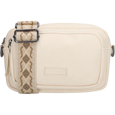 Beagles crossbody kabelka Malaga s dekorativním popruhem krémová