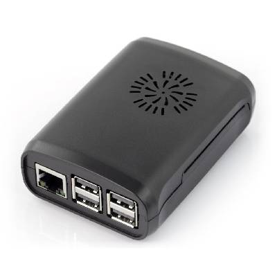 Pouzdro Raspberry Pi Model 3B + / 3B / 2B - černé s ventilátorem