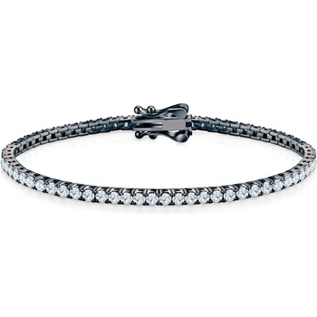 SAVICKI Тенис гривна Luminy 2, 2 мм: черно сребро, моисанити