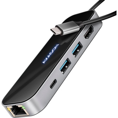AXAGON USB докинг станция AXAGON HMC-6GLN, 2x USB-A 5Gbps, 1x USB-C 5Gbps, HDMI 4K/60Hz, Ethernet RJ-45, PD 100W (HMC-6GLN)