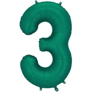 Party Deco Фолиев Балон - Цифра, 86 см, Тъмнозелено - 3 (fb1s-3-012b)