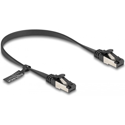 Delock RJ45 плосък пач кабел мъжки към мъжки Cat. 8.1 гъвкав 0, 25 м черен