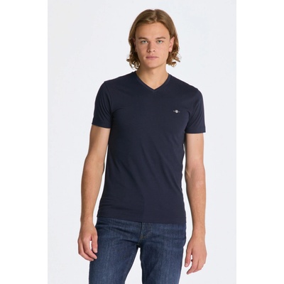 Gant tričko SLIM SHIELD V-NECK T-SHIRT modrá