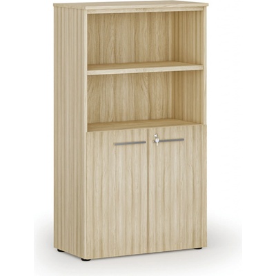 Primo Kombinovaná kancelárska skriňa WOOD, dvere na 2 poschodia, 1434 x 800 x 420 mm, dub prírodný