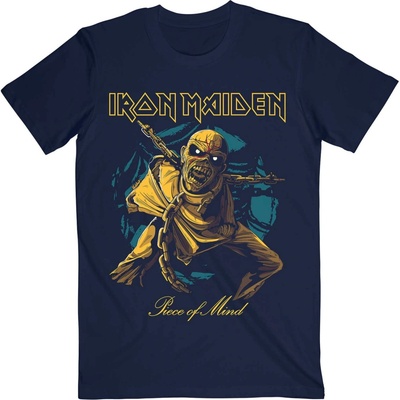 Iron Maiden tričko Piece of Mind Gold Eddie modré