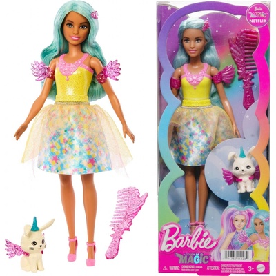 Mattel Barbie modrovlasá víla Touch of Magic zvieratko a doplnky
