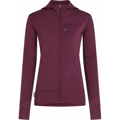 Icebreaker Wmns Merino 300 RealFleece Desc LS Zip Hood Dark Berry