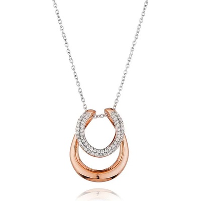 Swan Сребърно колие със златно покритие с висулка подкова с цирконий PJ313N Swan