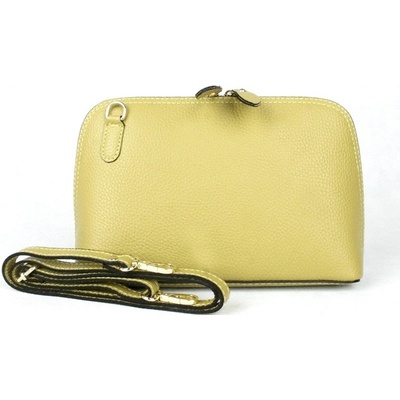 Vera Pelle malá pevná kožená crossbody kabelka no. 75 žluto-zelená