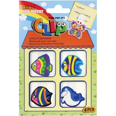 Junior nálepky PVC memo clips CPE 302 A-D rybičky s pohyblivýma očima
