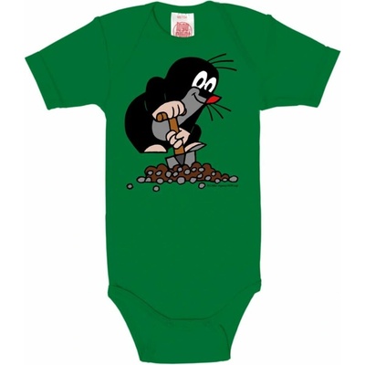 CurePink Dětské body tričko Krteček Zahradník zelená