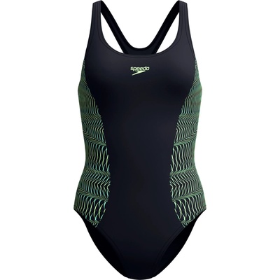 Speedo Дамски бански костюм Speedo Women's Placement Muscleback Swimsuit - Anthracite / Pale Clover - размер 42 (EU) (150-5720-0316)