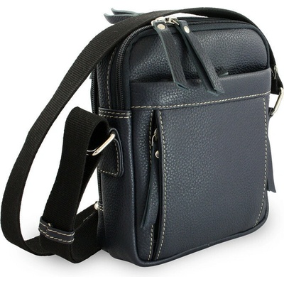 Tmavo modrý pánsky kožený zipsový crossbag Gabry