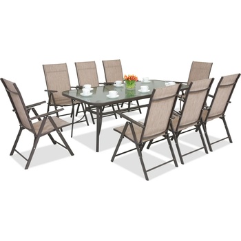 Garden Point Трапезни мебели от стомана Modena/Rosario за 8 души с голяма маса 200 cm Garden Point, кафяви (GAP391-8)