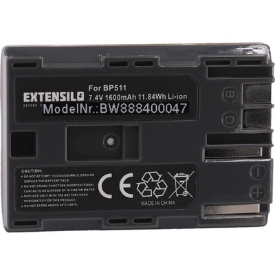 Батерия BP-508 / BP-511 / BP-511A / BP-512 / BP-514 за Canon EOS 100 / EOS D60 / Powershot G6, 1600 mAh (888400047)