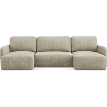makamii Бежов шенилов разтегателен ъглов диван с място за съхранение (U форма) Lilo - Makamii (LILO_UF_61_P1_C7)