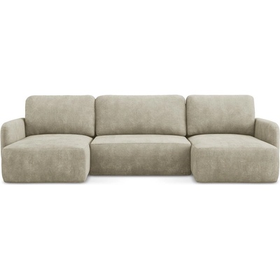 makamii Бежов шенилов разтегателен ъглов диван с място за съхранение (U форма) Lilo - Makamii (LILO_UF_61_P1_C7)