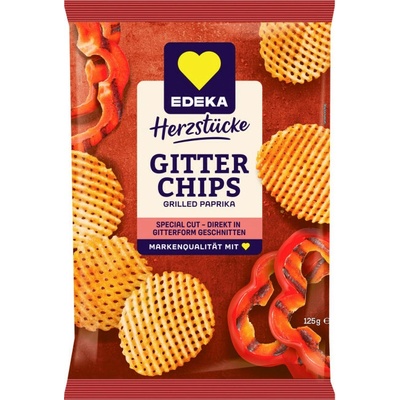 Edeka mřížkované brambůrky s grilovanou paprikou 125g