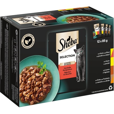 Sheba Sauce Collection hovädzie, kuracie, jahňacie, morčacie 12 x 85 g