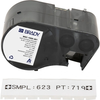 Brady M5C-1000-461 / 170876, 25.40 mm x 7.62 m, Полиестер, черен печат / бял фон (170876)