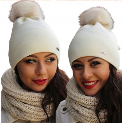 Fashionweek dámská zimní čepice s bambulí ZIZI15/A13 krémová