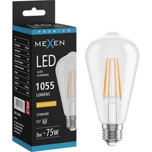 Mexen Vintis LED филамент крушка E27, ST64, 8W, Топла - 2200K, 1055 lm, прозрачна - L152-E27-0822-00 (L152-E27-0822-00)