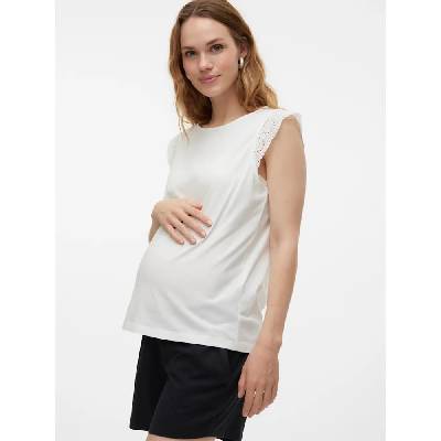 Memily Gathering Maternity sleeveless blouse - White (Snow White)