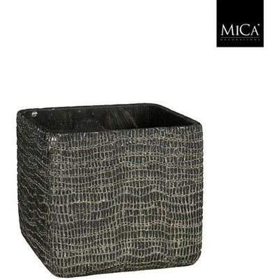 Mica КАШПА КЕРАМИЧНА КВАДРАТНА siri 14х14х12.5см Т. СИВА (1152005)