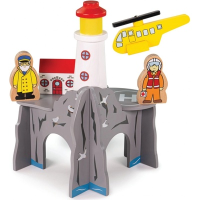 Bigjigs Rail Tunel s majákom a heliportom