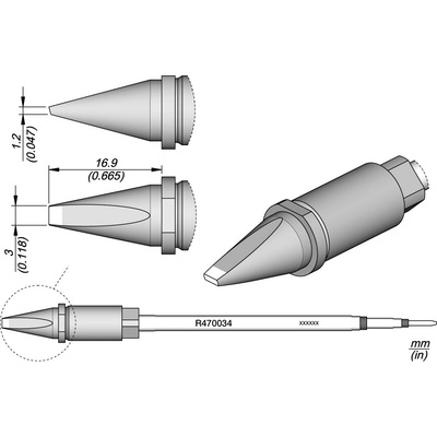 JBC R470034 – hrot ve tvaru dláta 3 × 1,2 mm