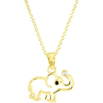 Gemmax Zlatý řetízek s přívěskem slůně s onyxem GBSYX-41561-36261
