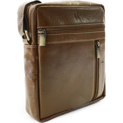 Tmavě hnědý pánský kožený zipový crossbag 215-1218-47