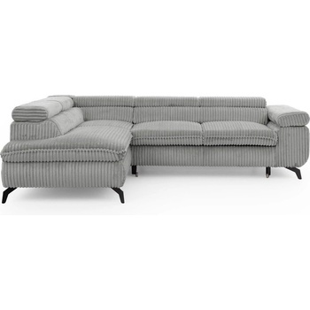 ROPEZ Светлосив ъглов диван от рипсено кадифе (ляв ъгъл L форма) Marbeya - Ropez (Marbeya Narożnik L z f.spania - Lewa OT Tilia 86 ( Davis ) Czarny Mat)