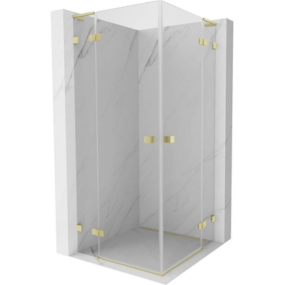 Mexen Lunar L Duo душ кабина с разтваряща се врата 90 x 90 см, прозрачно, златисто четкано - 834L-090L-090P-55-00 (834L-090L-090P-55-00)