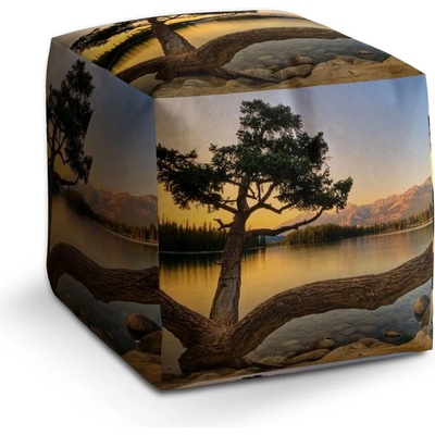 Sablio Taburet Cube Strom u jezera: 40x40x40 cm