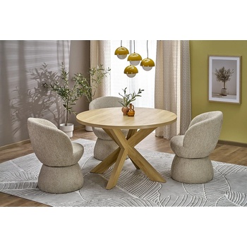 Halmar Кръгла трапезна маса morus светлокафяв / натурален