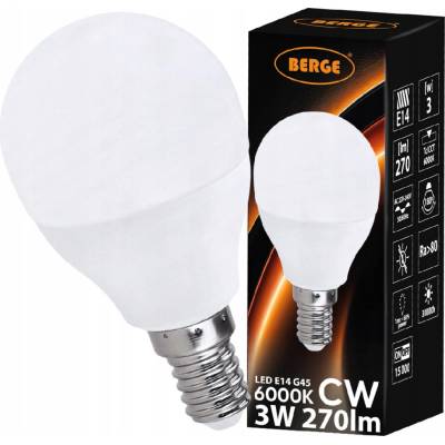 Milio LED žiarovka G45 E14 3W 270 lm studená biela