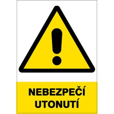Značka Nebezpečí utonutí, samolepicí fólie, 210 × 297 mm BZ FE408