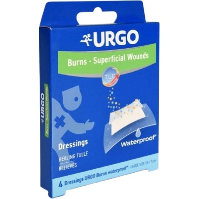 URGO BURNS Voděodolné náplasti na popál.10x7cm 4 ks
