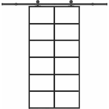 vidaXL Плъзгаща се врата с механизъм 102x205 см ESG стъкло и алуминий (3332844)