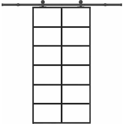 vidaXL Плъзгаща се врата с механизъм 102x205 см ESG стъкло и алуминий (3332844)