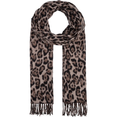 Šála s leopardím vzorem a třásněmi taupe Fiebig