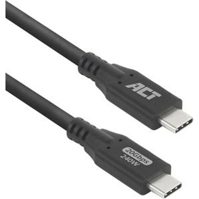 ACT Кабел ACT AC7420, от USB C(м) към USB C(м), 0.5m, 240W, черен (AC7420)