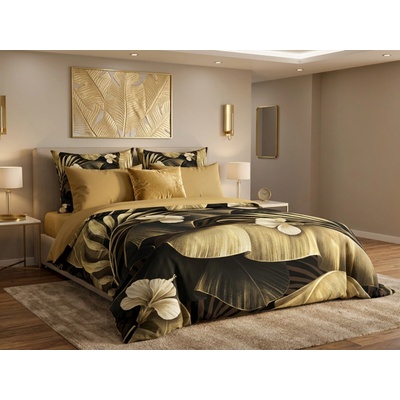 Brotex Moderné 3D obliečky Leaf gold 140x200 70x90