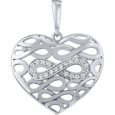 SILVEGO Stříbrný přívěsek srdce Infinity Mathilde s Brilliance Zirconia PRGPKP0822PS
