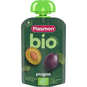 PLASMON Био плодова закуска Plasmon - Пауч със слива, 6 м+, 100 g (0869) - ozone