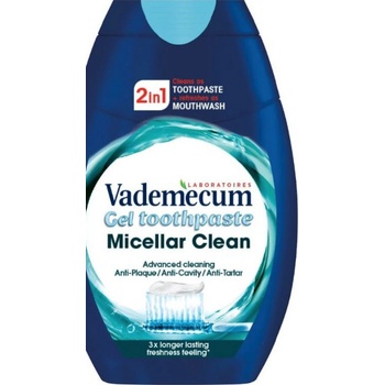 Vademecum Advanced Clean pre Micellar Technology a ústna voda 2v1 pre kompletnú ochranu zubov 75 ml