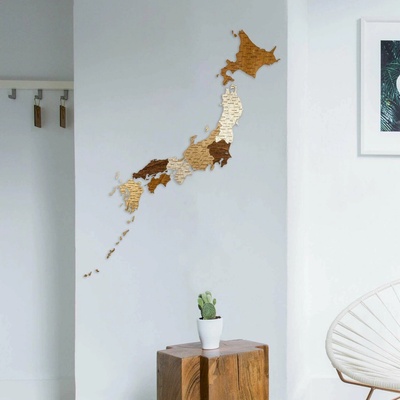 Drevená mapa Japonska 132 x 150 cm